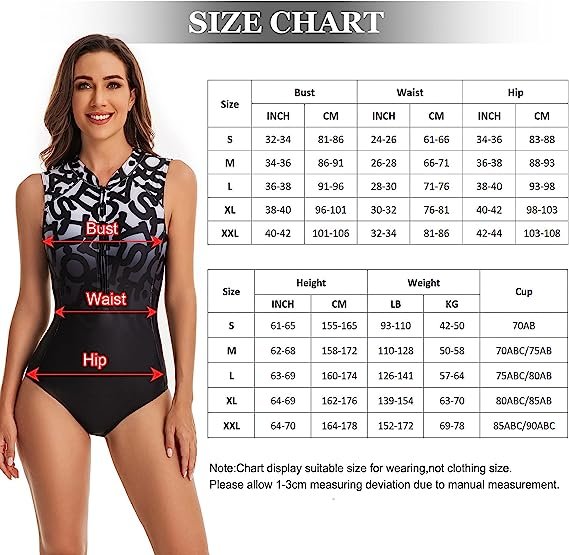 Women's style of sleeveless sunscreen UV swimsuit zipper printed swimsuit