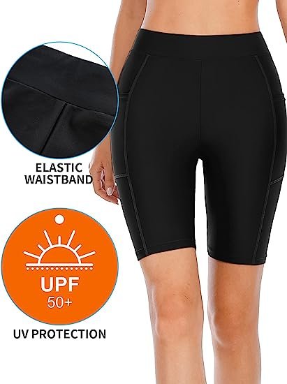 Long Swim Shorts for Women Swim Capris UPF50+ Sport Board Shorts