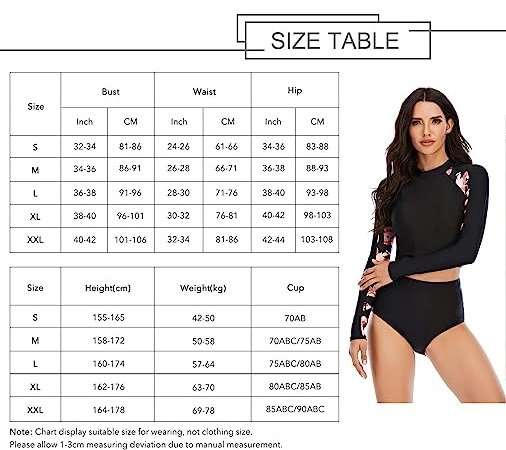Women's Long Sleeve Swimsuit UV Protection Two-Piece Printed Surf Swimsuit